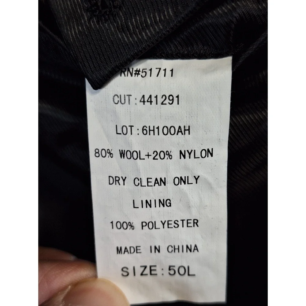 Chaps Overcoat Mens 50L Black Wool Blend Double Breasted Long Trench Coat Formal
